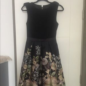 Ted Baker Black Floral Midi Dress